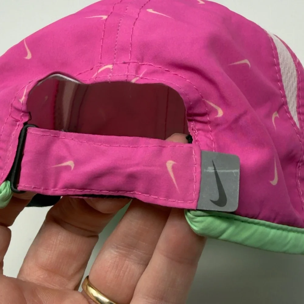 Nike‎ Featherlight Dri-FIT Infant Cap Pink Lime Green Mini Swoosh Hat 2523-P5D